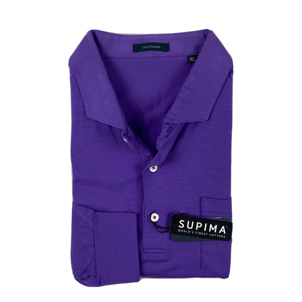 Turtleson Supima Stretch Cotton Purple LS Golf Polo Mens XL MF18K02-PLUM